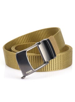 اشتري New Mens Casual Simple Nylon Braided Belt New Design Automatic Buckle Toothless Adjustable Cuttable BeltWolf Brown Wolf Brown في الامارات