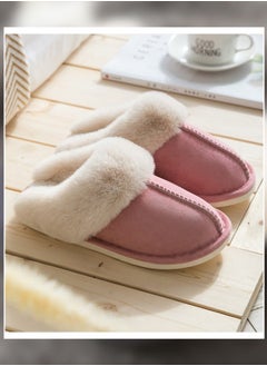 اشتري Women Winter Flat Bedroom Slippers Memory Foam Fluffy Warm Soft House for Non-Slip Indoor Outdoor Pink في السعودية