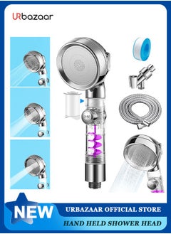 Buy High Pressure Shower Head with Handheld, Turbo Shower Head with Filter, Detachable Water Saving Showerheads with On Off Switch, 3 Spray Modes Hydro Jet Shower Head with Hose & Bracket in UAE