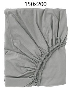 Buy Fitted Bed Sheet Grey 150x200 cm in Saudi Arabia