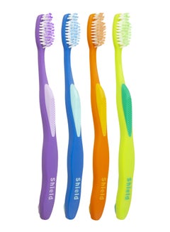 Buy Shield Care Soft-Tip Toothbrush Kinder to Your Teeth (Expert Care - Super Soft Tip) - Adult Toothbrush, 4 Colors - 4 Count (Pack of 1) in UAE