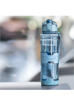 اشتري Tycom Water Bottle 1L Drink Bottle, Gym Bottle with Protein Shaker, Flip Top Lid & Removable Strainer Sport Bottle for Fitness Cycling, Gym Camping Sports （Transparent Blue） في الامارات