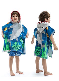 اشتري Kids Hooded Towel, Multi-purpose Children’s Pool, Beach Swimming, Bathroom Children’s Shark Blouse, Use for Boys Girls 12m to 5 Years, 48"x24" Cotton Wrap, Super Soft Absorbent Cotton في الامارات