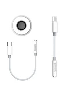 اشتري محول وموصل من Type-C إلى مقبس أنثى 3.5MM مناسب لسماعات الرأس والأذن وكابل الصوت AUX لهواتف HTC وموتو وجالاكسي  أبيض في السعودية