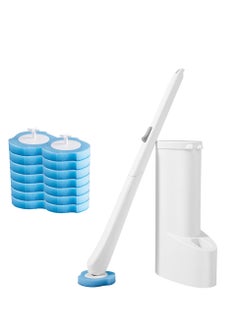 Buy Toilet Brush Set: Includes 41.8x15x8cm Brush, 40cm Two-Section Rod, and 14 Replacement Sponges (Scouring Pad + PP + Sponge) in UAE