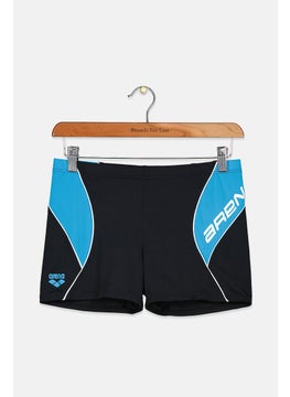 اشتري Men Printed Drawstring Swimwear Trunks, Black and Turquoise and White في السعودية