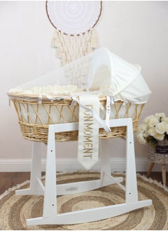 Buy Baby cradle Moses basket for babies with mosquito net with white vibrator holder in Saudi Arabia