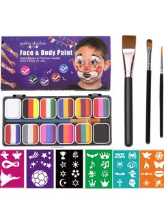 Buy DMG Face Body Paint Kits, 30 Color Face Paint Kit, Professional Quality Palette Body Face Paint Supplies with 3 Brushes and 6 Sheet Face Paint Stencil in Saudi Arabia
