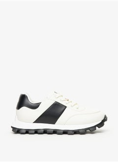 اشتري Men's Solid Sneakers with Chunky Sole and Lace-Up Closure في الامارات