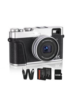 Buy 4K Digital Camera with SD Card, 48MP Vlogging Camera with Viewfinder Flash Dial, Camera for Photography and Video Autofocus, Portable Travel Camera, 16X Zoom Anti-Shake Small Digital Camera in UAE