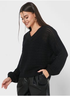 Buy V-Neck Knitted Sweater in Saudi Arabia