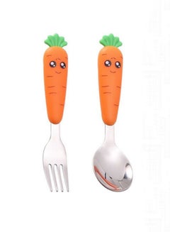 Buy 2-Piece Stainless Steel Carrot Kid’s Cutlery Set Orange in UAE