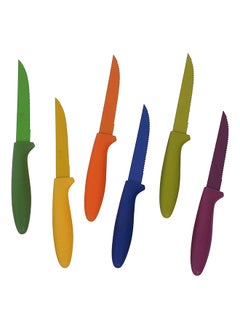 Buy Home Pro Colored Steak Knife 6-Pieces Set - High Carbon Stainless Steel Blades Multicolor Serrated And Plain Edges For Precision Slicing And Stylish Dining in UAE