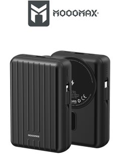 Buy 20000mAh Trunk series magnetic wireless power bank  22.5W super-charging, two built-in cables with 15W wireless charging, 3 external ports 1 Type-C and 1 Type-A, and a Lightning port. black in Saudi Arabia