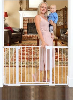 Buy Auto Close Safety Baby Gate, Extra Wide Child Gate, Maximum Suitable For 143 cm, Including 10cm, 20cm, 30cm Extension Rack, Easy Walk Thru Durability Dog Gate for Stairs, Doorways in UAE