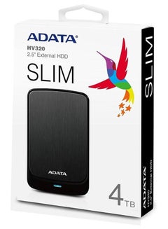 Buy ADATA HV320 External Portable Slim HDD Hard Drive Fast Data Transfer | 4TB | Black in UAE