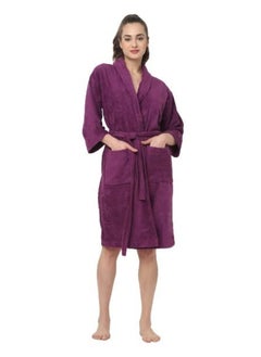 Buy Purple Colour Terry Pattern Unisex Dressing   Bathrobe Large Size Hotel And Spa in UAE