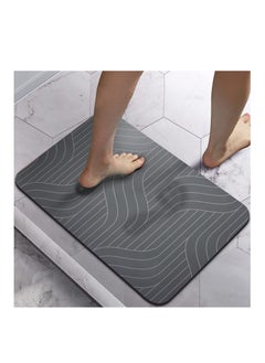 Buy MahMir® Diatom Bath Mat, Anti-Slip Bathroom Floor Mats and Quick Dry Bath Rug, Super Absorbent Bathtub Mat with Non-Slip, Thickened,Soft, Easier Clean Carpet (60 x 90 cm, Grey Rectangle) in UAE