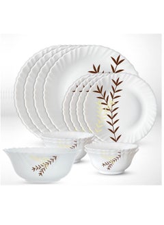 Buy 13 Pieces Opalware Dinner Sets- Microwave & Dishwasher Safe-Oak Dinnerware set with 4-Piece Full Plate/ 4-Piece Side Plate/ 1-Piece Serving Bowl/4-Piece Vegetable Bowl- White in Saudi Arabia