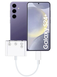 Buy Samsung Galaxy S24 Plus Live Converter 3 in 1 OTG Splitter USB Type-C to Dual 3.5mm Aux Audio Headphone Adapter with USB-C Charge Port Jh098 in UAE