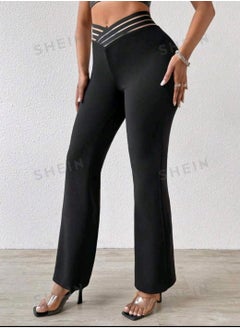 Buy SHEIN SXY V-Waist Casual Flared Pants BLACK in Egypt