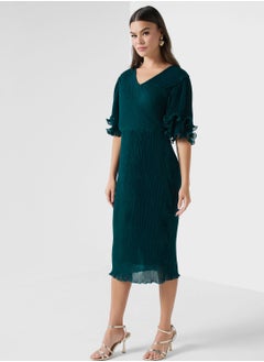 اشتري Flouncy Sleeve Pleated Dress في السعودية