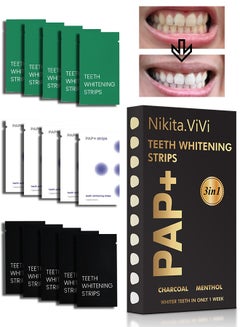 Buy PAP+ 3 in 1 Teeth Whitening Strips 30 Pcs for 15 Applications with 5 PAP+ Strips 5 Pcs Charcoal and 5 Pcs Mint Flavor Dental Whitening Strips Tooth Whitening Strips Kit for Teeth in UAE