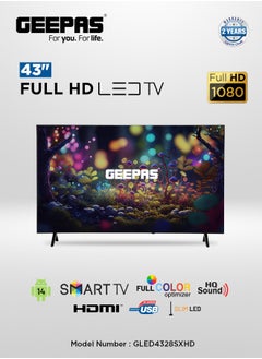 Buy 43" Full HD LED TV, Android Powered, Wi-Fi Enabled, Frameless Design, HDMI and USB Connectivity, in Saudi Arabia