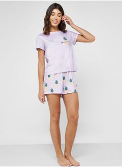 Buy Pineapple Print Pyjama Short Sets in UAE