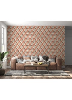 Buy Gold And Red Trellis Fabric Wallpaper Covers An Area ​​Up To 4.2Mx3M With Adhesive And Smoothing Tool in Egypt