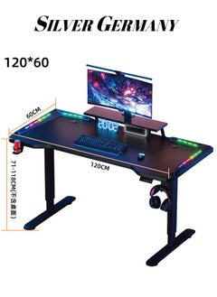 Buy E-sports table armor with lights electric lifting table Computer table and chair set desktop home desk table in Saudi Arabia