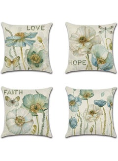 Buy Throw Pillow Covers Set Decorative Watercolor Pattern Waterproof Cushion Covers Perfect For Outdoor Patio Garden Living Room Sofa Farmhouse Decor 18 X 18 Cm 4 Pcs in Saudi Arabia