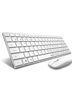 Buy Rapoo 9300m Multi-Device Bluetooth + 2.4Ghz Wireless Keyboard and Mouse Set Ultra Slim Design- white in UAE