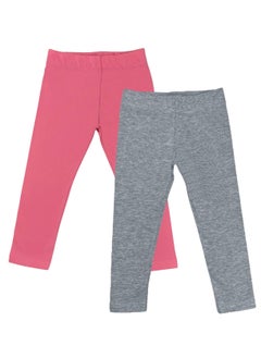 Buy Light Grey & Pink Baby Leggings (2 Pack) in Egypt