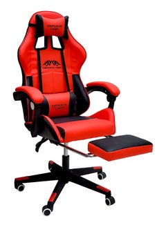 Buy SBF High Back Gaming Chair with Footrest - Premium Leather, Padded Armrests, Adjustable Height, Headrest Cushion & Reclining Backrest, Swivel Office Computer Chair, Red Black in UAE