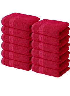 اشتري Infinitee Xclusives [12 Pack] Premium Red Wash Cloths and Face Towels, 33cm x 33cm 100% Cotton, Soft and Absorbent Washcloths Set - Perfect for Bathroom, Gym, and Spa في الامارات