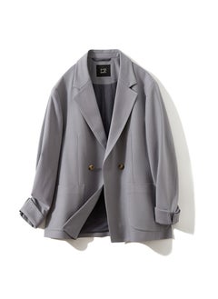 Buy Japanese Casual Suit Set Loose Fit Gray [Coat]] in Saudi Arabia