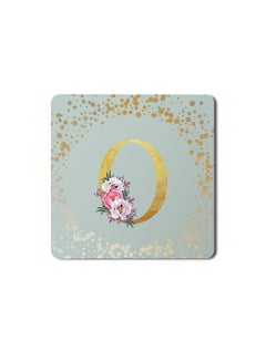 اشتري Designer Leather Coasters Mat for Beverage Drinks- Custom Monogram Initial Letter Floral Pattern Alphabet - O (Light Grey) في الامارات