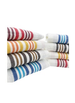 اشتري Honey Comb Stripe Kitchen Towel Pack of 8 (38 x 64 CM) في الامارات