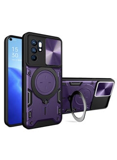 Buy SHIELD EGYPT For Oppo Reno 6 4G Armored Camera Shield Cover Camera Lend Protection, Built-in 360° (Purple) in Egypt