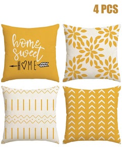 Buy Pillow Covers 18x18 Set of 4, Modern Sofa Throw Pillow Cover, Decorative Outdoor Linen Fabric Pillow Case for Couch Bed Car Home Sofa Couch Decoration 45x45cm (Yellow, 18x18, Set of 4) in Saudi Arabia