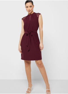 Buy Tie And Lace Detail Dress in UAE