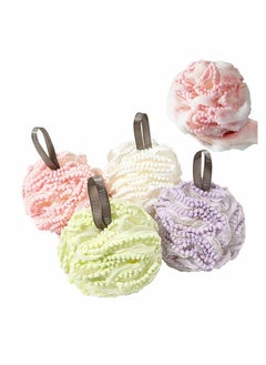 اشتري 4Pcs Bath Loofahs Shower Puff Ball Flower Loofah Sponge Shower Bath Sponge Exfoliating Body Scrubber Pouf for Kids Men Women Delicate Skin في الامارات