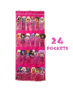 اشتري Pink,Hanging Over Door Storage Organizer (24 Pockets), Compatible With Dolls (Not Included) For home في السعودية