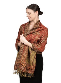 اشتري Achillea Soft Silky Reversible Paisley Pashmina Shawl Wrap Scarf w/Fringes 80" x 28" (Rust Red) في الامارات