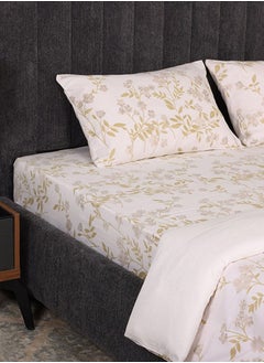 Buy Emilia King Fitted Sheet Set, Ivory & Yellow - 180x200 cm, 200 TC in UAE