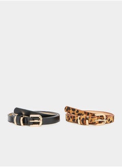 Buy Pack of 2 - Printed Belt with Buckle Closure in Saudi Arabia