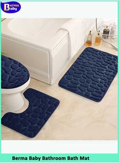 اشتري Set of 3 Bathroom Bath Mat Set Toilet Soft Non Slip Bath Mat Bathroom Rug Shower Carpets Set Toilet Lid Cover Floor Mats في السعودية