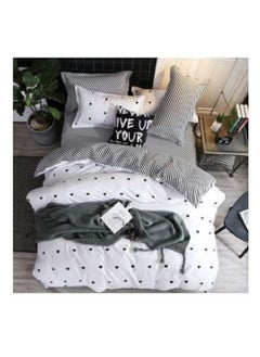 Buy 4 Piece Gorgeous Floral Design Duvet Cover Set Cotton Black/White in Saudi Arabia