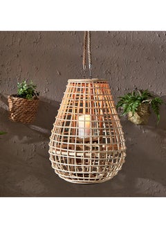 اشتري Deckar Bamboo Rattan and Wood Lantern with Glass Votive 33 x 42 x 33 cm في السعودية